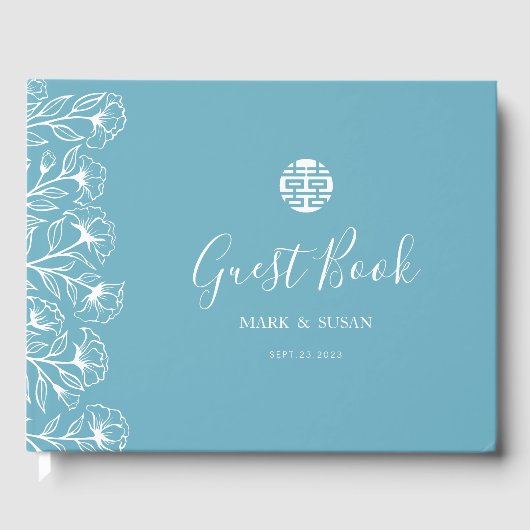 Livre D'or Mariage chinois élégant double bonheur (Recto)