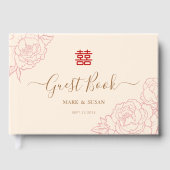 Livre D'or Mariage chinois élégant double bonheur (Recto)