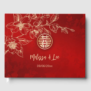 Livre D'or Mariage chinois Magnolia Red Gold