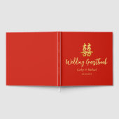 Livre D'or Mariage chinois simple classique double bonheur (Complet)