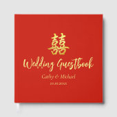 Livre D'or Mariage chinois simple classique double bonheur (Recto)