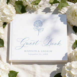 Livre D'or Mariage Classique avec Hydrangea Bleu Marine