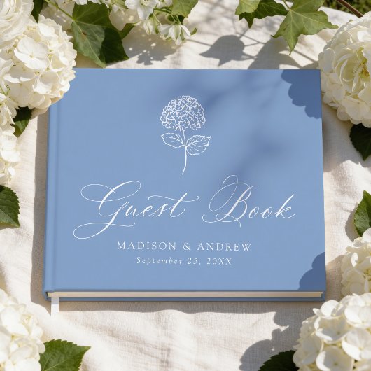 Livre D'or Mariage Classique avec Hydrangeas Bleues