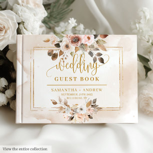 Livre d'or Mariage classique en poudre rose