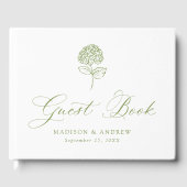 Livre D'or Mariage Classique Hydrangea Vert Olive (Recto)
