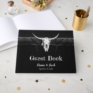 Livre D'or Mariage Crâne de Taureau Occidental Rustique en No