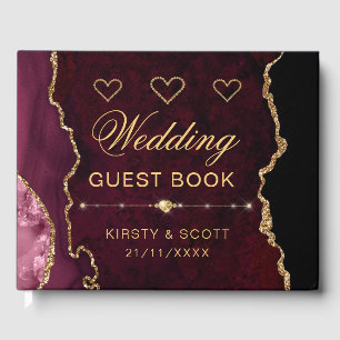 Livre D'or Mariage d'agate de Parties scintillant Red & Gold
