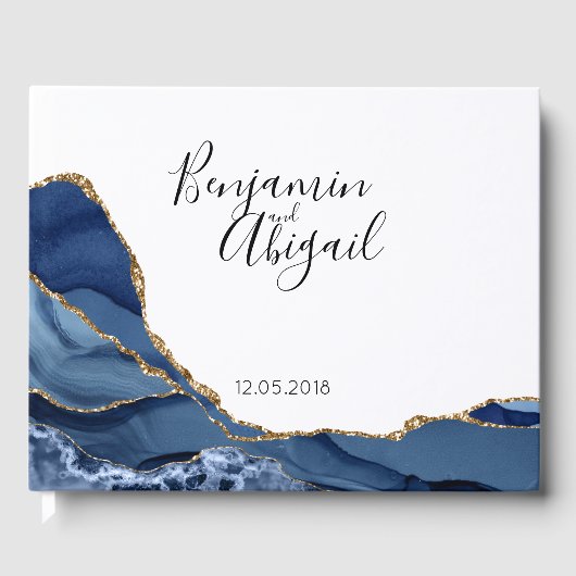 Livre D'or Mariage d'âge minimal bleu et or (Recto)