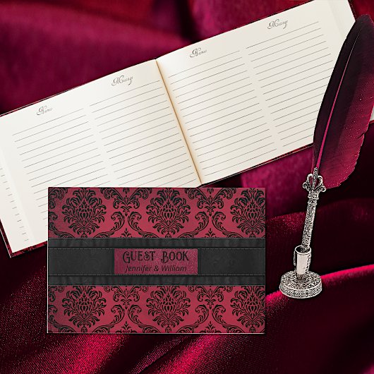 Livre D'or Mariage damassé gothique rouge et noire