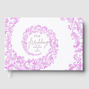 Livre D'or Mariage damassé rose élégant