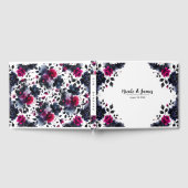 Livre D'or Mariage d'aquarelle couleur rose et bleu épais (Complet)