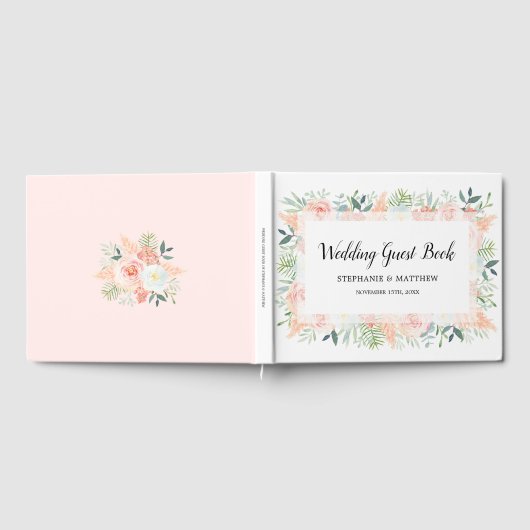 Livre D'or Mariage d'aquarelle couleur rose pâle (Complet)