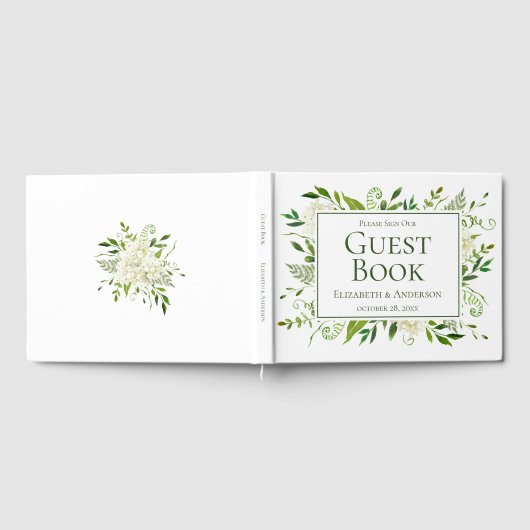 Livre D'or Mariage d'aquarelle de fleurs d'Hydrangée blanche (Complet)