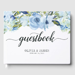 Livre D'or Mariage d'aquarelle de Rose bleu-duvet