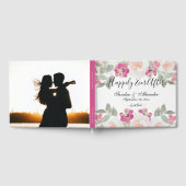 Livre D'or Mariage d'aquarelle florale de couleur rose vif mo (Complet)