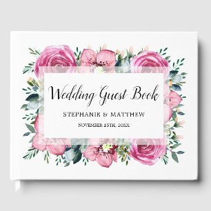Livre D'or Mariage d'aquarelle florale de l'orchidée rose mod