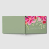 Livre D'or Mariage d'aquarelle florale Fuchsia vert (Complet)