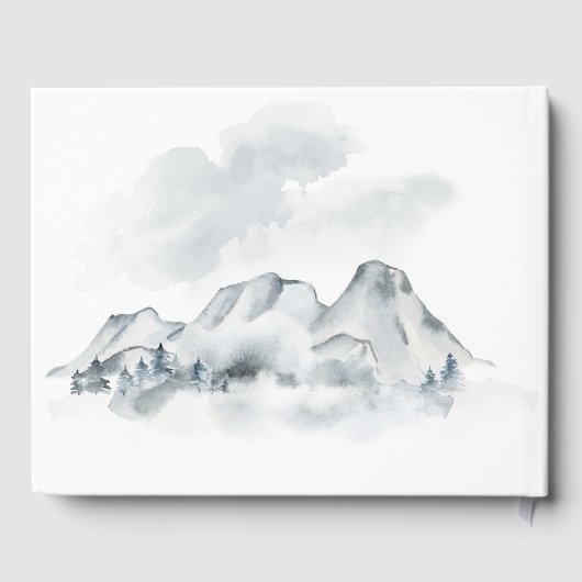 Livre D'or Mariage d'aquarelle Foggy Mountain (Verso)