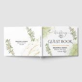 Livre D'or Mariage d'aquarelle moderne blanc et vert (Complet)