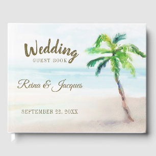 Livre D'or Mariage d'aquarelle Tropical Beach Palm Tree