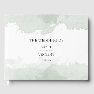 Livre D'or mariage d'aquarelle verte Abstrait