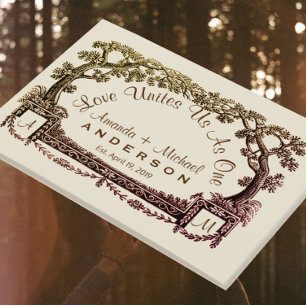 Livre D'or Mariage d'arbre rustique personnalisé à main