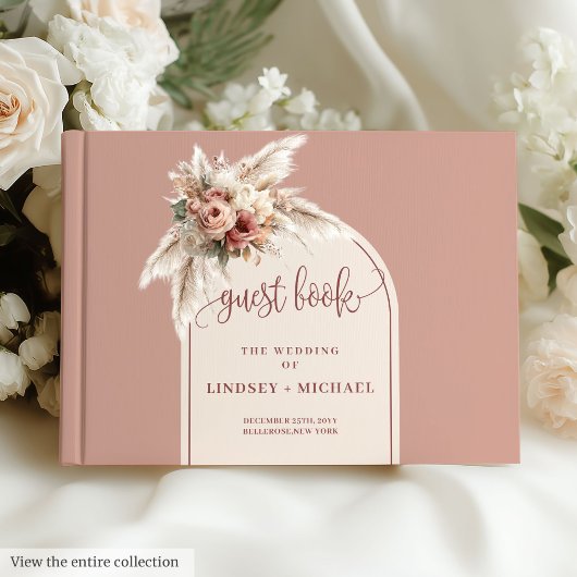 Livre D'or Mariage d'arc Rose Dusty Pampas Rose