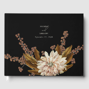 Livre D'or Mariage de automne d'aquarelle noire florale d'aut
