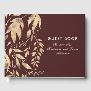 Livre D'or Mariage de automne Feuille de Bourgogne et d'or