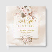 Livre D'or Mariage de bouquet en poudre rose et en or (Recto)