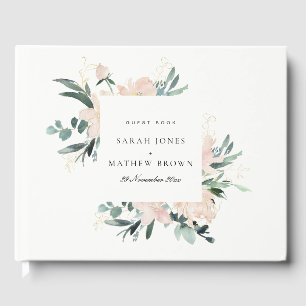 LIVRE D'OR MARIAGE DE CADRE D'EAU FLORALE DOUX BLUSH OR