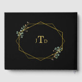 Livre D'or Mariage de cadre moderne blanc floral noir or (Verso)