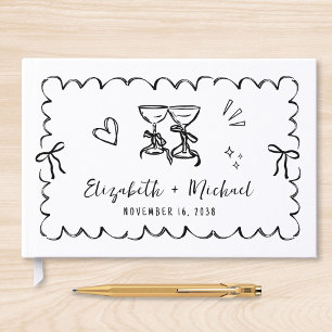 Livre D'or Mariage de cadre Wavy Whimsical tiré main