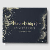 Livre D'or Mariage de calligraphie à éclaboussure d'or d'aqua (Recto)