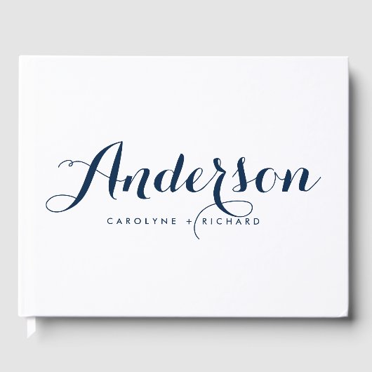 Livre D'or Mariage de calligraphie moderne bleu marine (Recto)