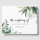 Livre D'or Mariage de calligraphie moderne tropicale verte (Recto)