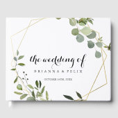 Livre D'or Mariage de calligraphie verte géométrique or (Recto)