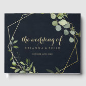 Livre D'or Mariage de calligraphie verte Géométrique Or (Recto)