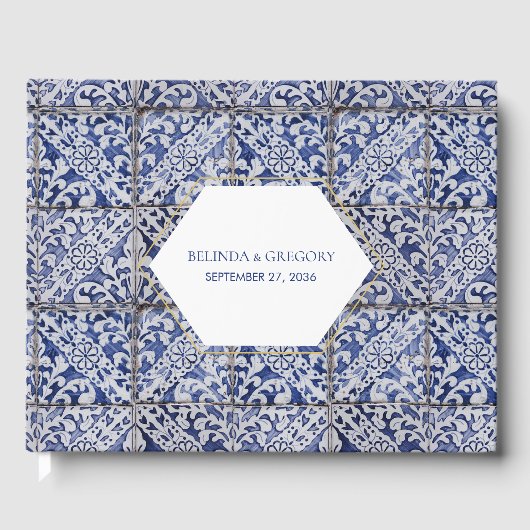 Livre D'or Mariage de carreaux portugais rustiques (Recto)