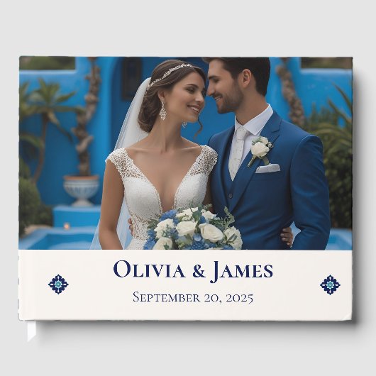 Livre D'or Mariage de Carrelage bleu méditerranéen personnali (Recto)
