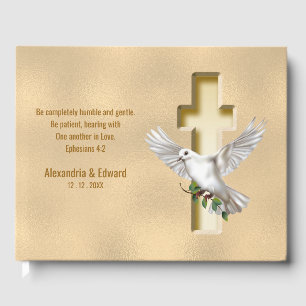 Livre D'or Mariage de  de Foil Dove Cross Gold