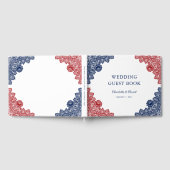 Livre D'or Mariage de dentelle bleu et rouge (Complet)