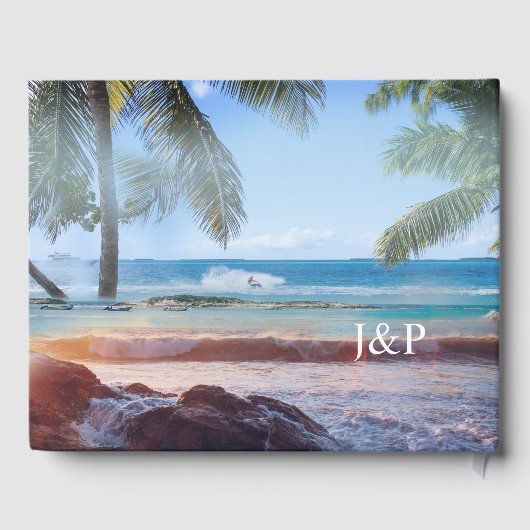 Livre D'or Mariage de Destination de Plage Tropicale aux Palm (Verso)