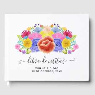 Livre D'or Mariage de fête espagnole florale à l'aquarelle