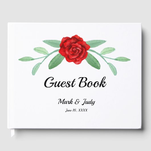 Livre D'or Mariage de feuillage Floral Rouge (Recto)
