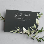 Livre D'or Mariage de feuilles de verdure modernes vert foncé