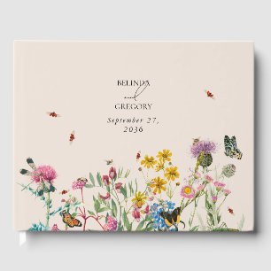 Livre D'or Mariage de Fleur sauvage d'aquarelle Jardin & Inse