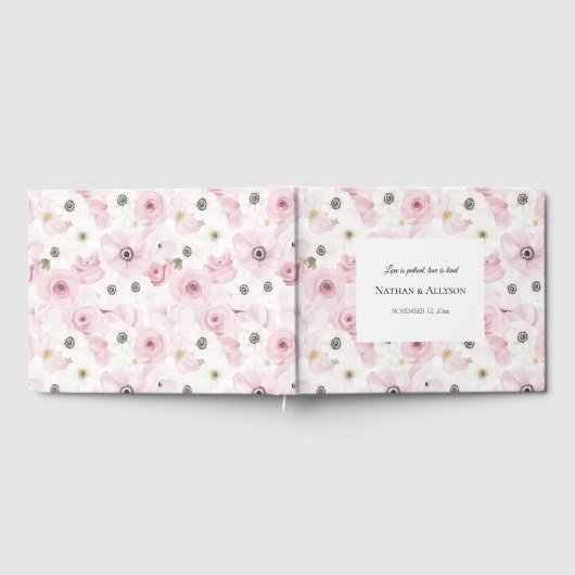 Livre D'or Mariage de fleurs blanches roses (Complet)