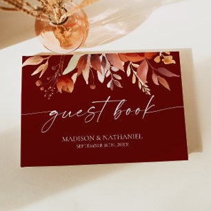 Livre D'or Mariage de fleurs Brown rouillées de Bourgogne