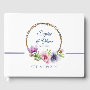 Livre D'or Mariage de fleurs d'anémone aquarelle
